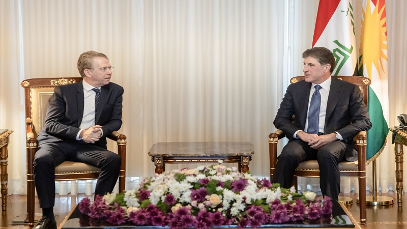 سه‌رۆكى هه‌رێمى كوردستان پێشوازى له‌ باڵیۆزى فه‌ره‌نسا كرد